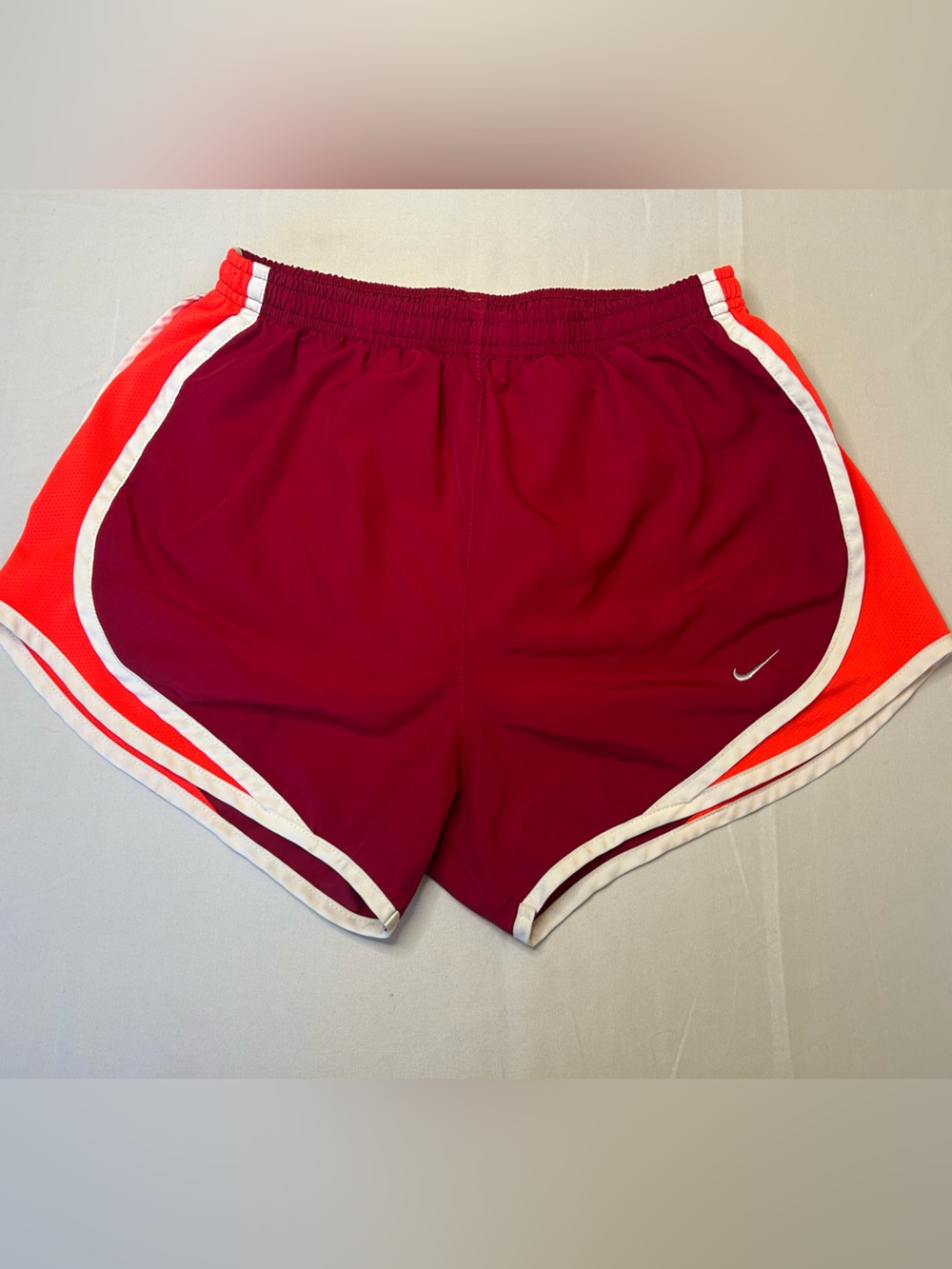 Women's Nike Maroon and Coral Athletic Shorts with Contrast Trim